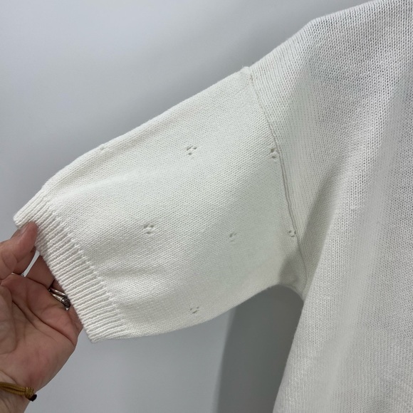 Belle pointe, vintage, floral embroidered short sleeve, sweater cardigan, M - Picture 9 of 13